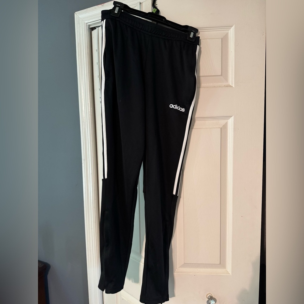 Adidas Black and White Joggers with Elastic Waistband